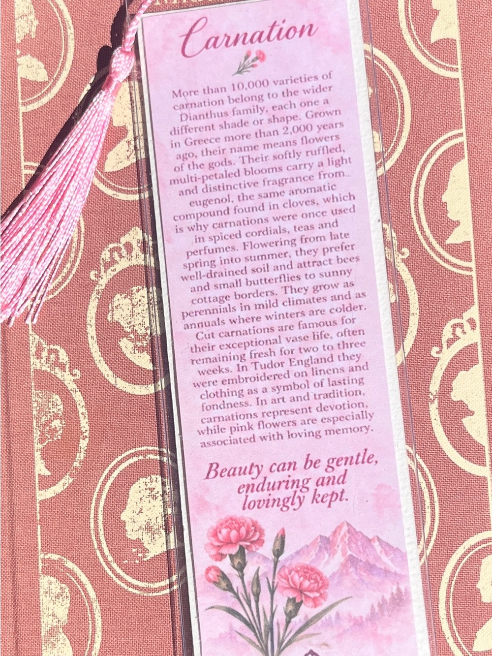 Handmade Pressed Carnation Bookmark with Tassel | Real Flowers | Colorado Gift